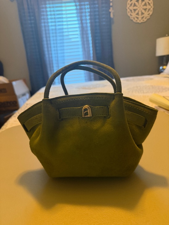 None Handbags - New Olive Green Mini Faux Suede Top-Handle Bucket Bag W/ strap